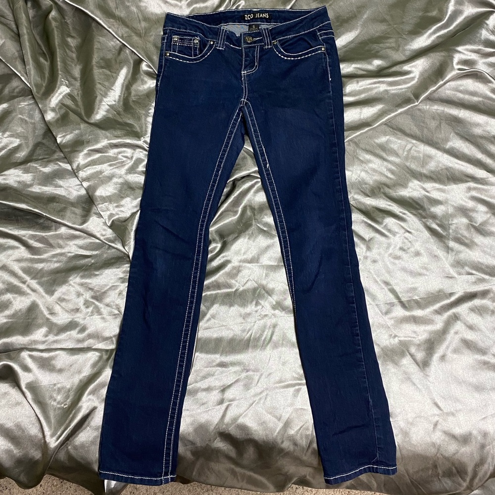 NWOT ZCO Dark Blue Skinny Jeans Embroidered & Embellished - Picture 2 of 5